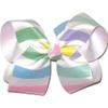 OV-2752L Large Pastel Color Glitter Stripes over White Hair Bow view 1