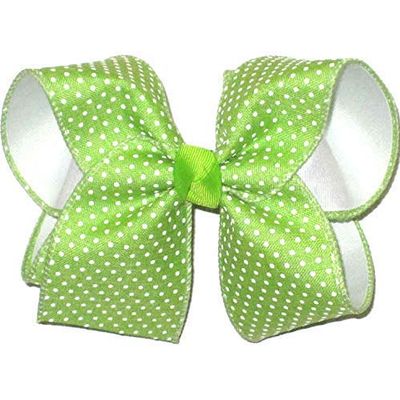 Rainbows By Paulette OV-2745L Large White Raised Dots on Lypple over White Hair Bow
