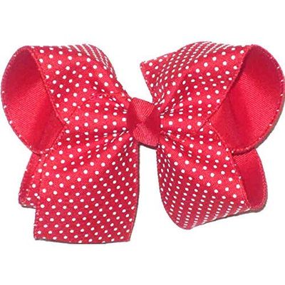 OV-2748L Large White Raised Dots on Red over Red Hair Bow
