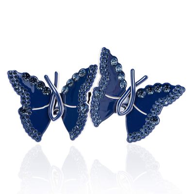 Butterfly Red Navy Austrian Rhinestone Crystal Hair Clip Barrette Ponytail Holder Hair Jewelry Headpiece Claw Clamp C7184 (Navy)
