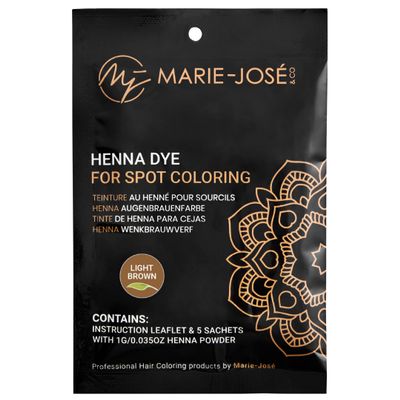 Marie-Jos & Co Henna Eyebrow Dye Light Brown, Eyebrow for Spot Coloring, Long-Lasting Eyebrow Powder, Water & Smudge Proof, 5 Sachets, Good for 50 Applications