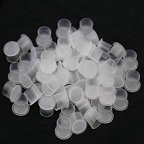 Needlehouse 1000pcs Tattoo Ink Caps Professional Tattoo Ink Cups With Base, Caps Plastic Transparent Pigment Cups Caps Tattoo Supplies (17 * 14mm)