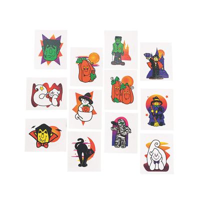 Fun Express - Glitter Halloween Tattoos (6dz) for Halloween - Apparel Accessories - Temporary Tattoos - Glitter Tattoos - Halloween - 72 Pieces