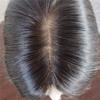 100% Real Human Hair Clip in Toppers High Density Black Toppers, 3" x 6" Silk Base Forehead Topper Hairpieces for Women with Thinning Hair, 14" view 3