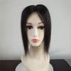 100% Real Human Hair Clip in Toppers High Density Black Toppers, 3" x 6" Silk Base Forehead Topper Hairpieces for Women with Thinning Hair, 12" view 4