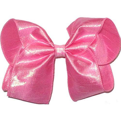 Rainbows By Paulette DU-111L Large Iridescent Hot Pink Dupioni Silk Hair Bow