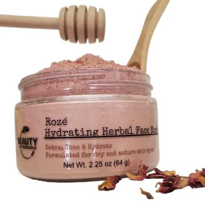 Anti-Aging Hydrating Herbal Face Mask with Roses, Rose Hips and Honey- Moisturizing for Dry Mature Skin and Sensitive Skin -Natural and Organic (2.25 OZ)
