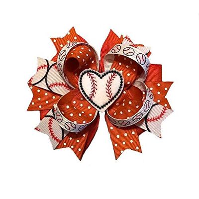Baseball Heart Boutique Hair Bow (You choose color)