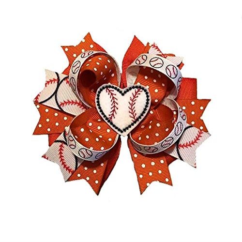Baseball Heart Boutique Hair Bow (You choose color)