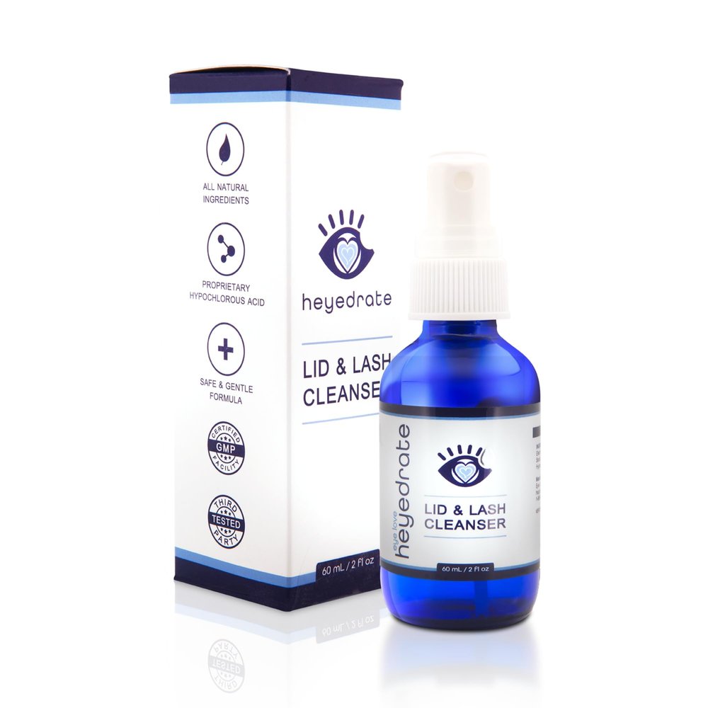 Lid and Lash Cleanser  2oz Glass Bottle  Pure Hypochlorous Acid Spray for Soothing Dry Eye Irritation  Daily Eyelid & Lash Cleanser
