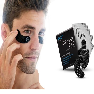 Blu42 Men's Under Eye Patches Activated Charcoal Anti-Aging Masks for Dark Circles, Puffiness & Fine Lines 10-Minute Treatment