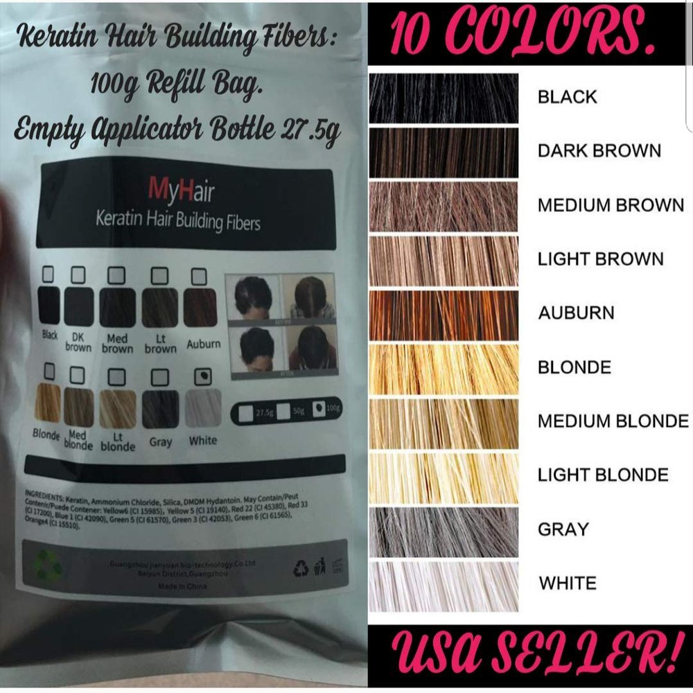 BLACK Bald Thinning Hair Loss Concealer Fibers- Hair Building Fibers-100g REFILL BAGS-THICK HAIR INSTANTLY-10 COLORS (DARK BROWN-100G)