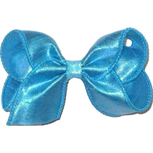 DU-116S Toddler Iridescent Turquoise Dupioni Silk Hair Bow