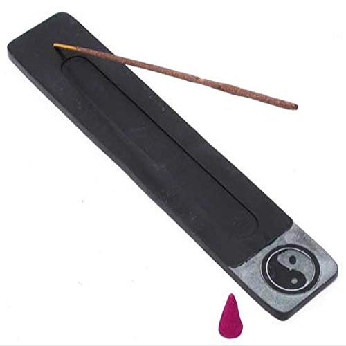 Yin Yang Black Soapstone Incense Ash Catcher