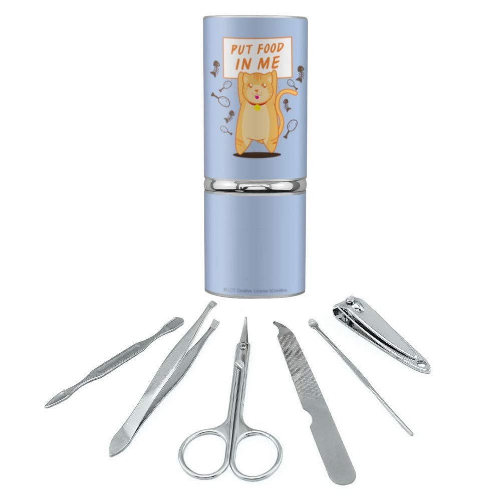 Put Food in Me Hungry Cat Funny Stainless Steel Manicure Pedicure Grooming