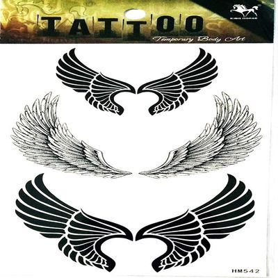 PP TATTOO 1 Sheet Black Wings fly Stickers Tattoos Waterproof Tattoo Sexy Fake Body Arm Art Sticker Fake Tattoo Stickers Removable