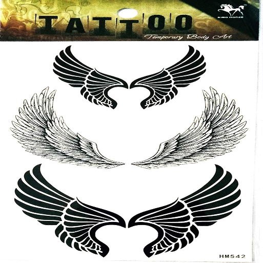 PP TATTOO 1 Sheet Black Wings fly Stickers Tattoos Waterproof Tattoo Sexy Fake Body Arm Art Sticker Fake Tattoo Stickers Removable