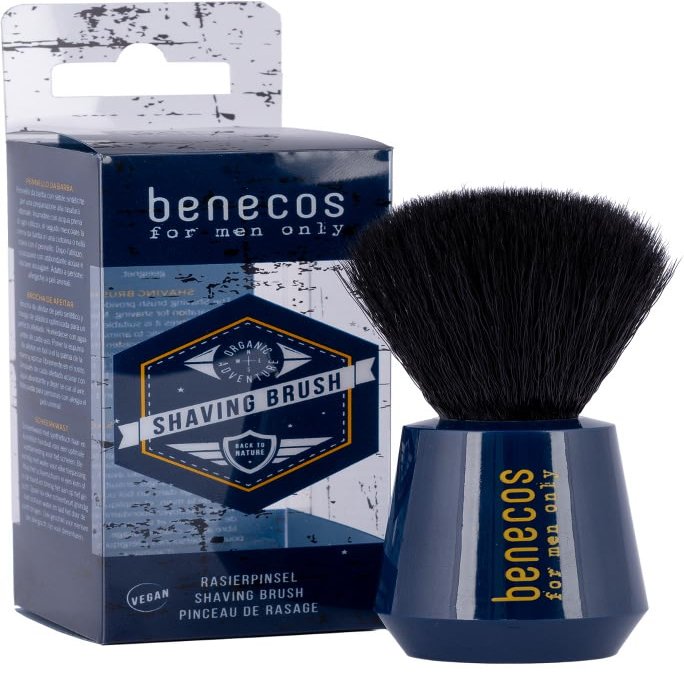 BENECOS - for Man Only - Shaving Brush - in Soft Synthetic bristles - to Apply Cream or Shaving Foam - Vegan, Cruelty Free