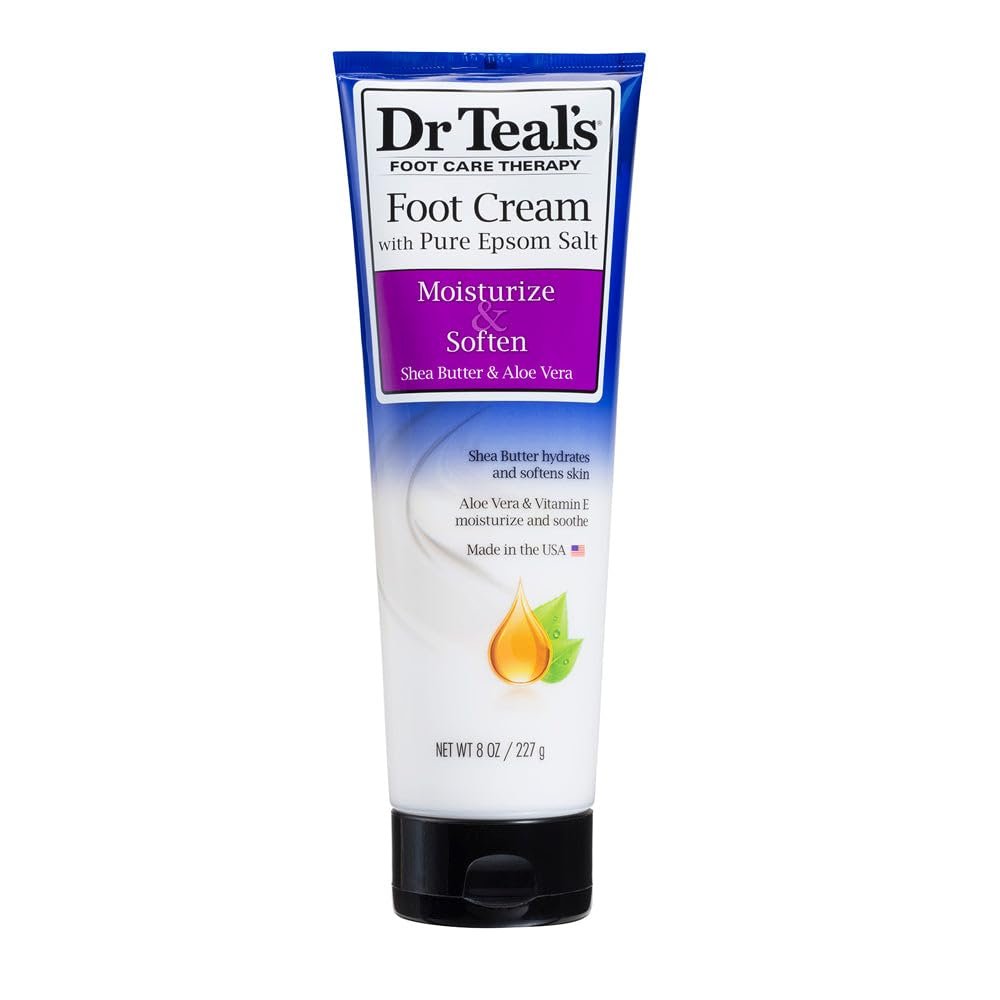 Dr Teal's Pure Epsom Salt Foot Cream by Dr Teal's Pure Epsom Salt Foot Cream with Shea Butter & Aloe Vera & Vitamin E 8 oz / 240 ml (Women)