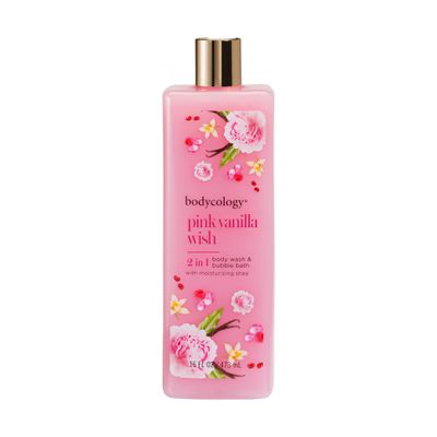 2 in 1 Body Wash and Bubble Bath - Pink Vanilla Wish by Bodycology for Women - 16 oz Body Wash