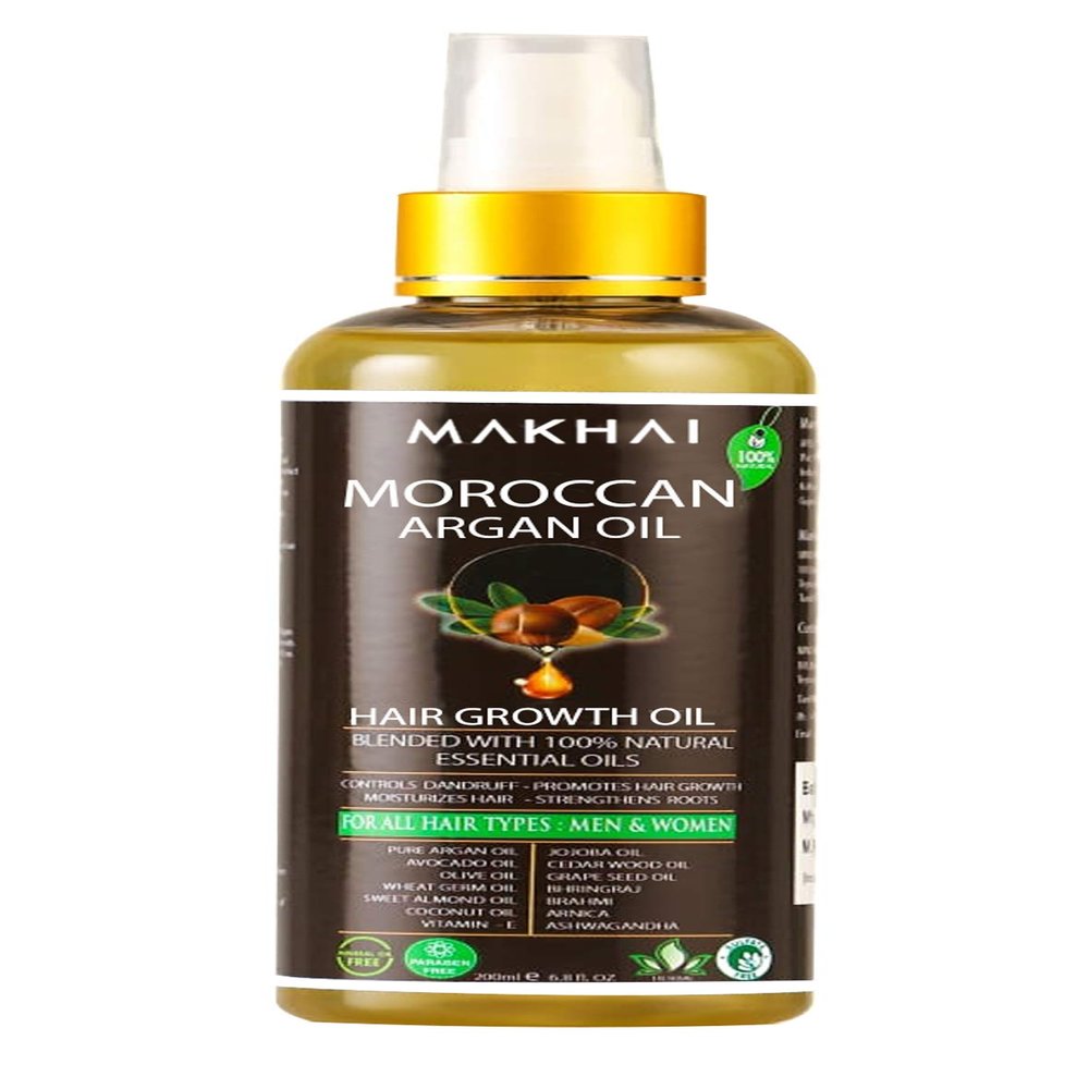 Moroccan Argan Hair Growth Oil (With Pure Organic Argan, Jojoba, Avocado,Olive, Amla,Aswagandha,Brahmi,Vitamin - E), 200ml