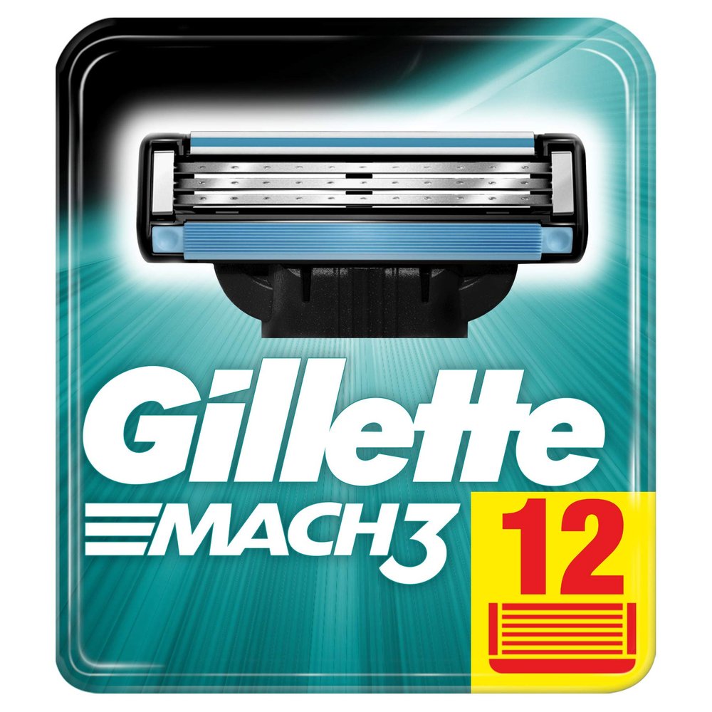 Gillette Mach3 Razor Blades, 12 Replacement Blades for Men's Wet Razors with Triple Blade