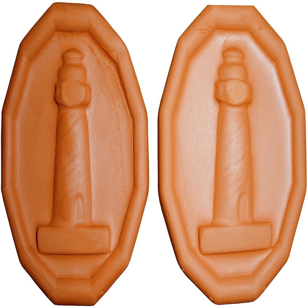 JBK Pottery Terracotta Granules Saver  Minimize Hardening & Clumping, Durable Clay Disc, Airtight Keeper for Freshness, Ideal for Baking & Storaging Dry Ingredients, Lighthouse Design (Pack of 2)