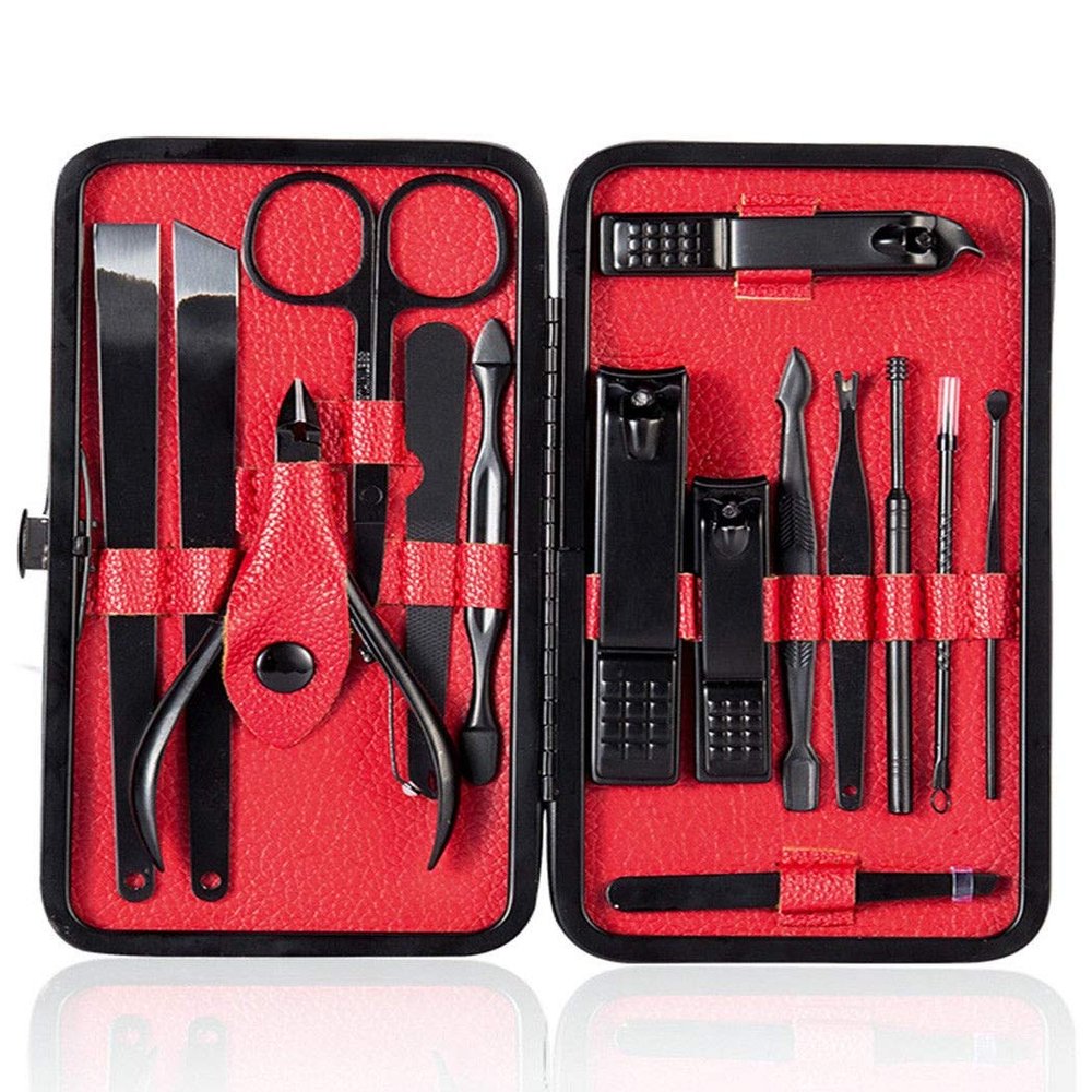 15pcs/Set Manicure Pedicure Stainless Set Nail Clippers Cuticule Callus Remover Kit for Foot Hand