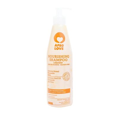 Afro Love Nourishing Shampoo 16oz  Hydrating & Gentle Cleanser for Curly, Kinky, & Coily Hair  Sulfate-Free, Paraben-Free, with Sunflower Seed Oil, Chamomile & Aloe Vera  Softens & Restores Shine