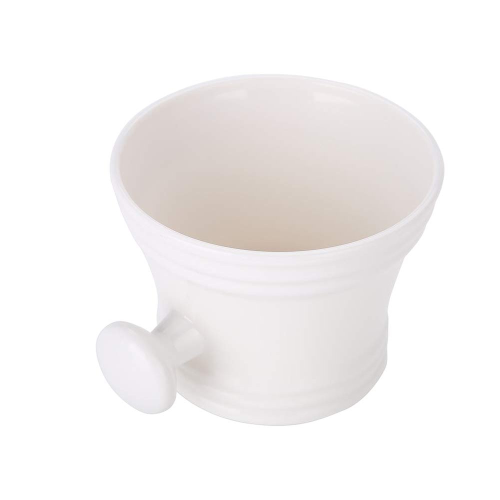 2 Colors Plastic Shaving Soap Bowl Foam Shaving Soap Cream Bowl with little handle Shaving Bowl for Men, Traditional Wet Shaving Factory Shaving Mug (White)