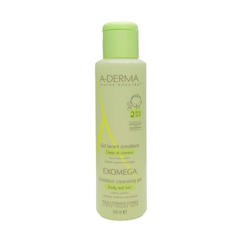 A-Derma Exomega - 500ml - 2 in 1 hair and body cleansing gel - Spain