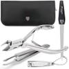 3 Swords Germany - Brand Quality Professional Toe Nail Nipper Set Stainless Steel INOX Wave Nipper, Head Cutter, Nail File Finger Clipper, Tweezers with case for ingrown Toe Nails by 3 Swords (202) view 1