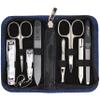 3 Swords Germany - brand quality 8 piece manicure pedicure grooming kit set textil case jeans blue - Made in Germany view 1