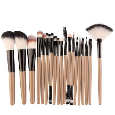 MIPPER 18pcs Makeup Brushes Set with Fan-shaped for Eye shadow Eyebrow Blush Eyeliner Eyelash (gold+black)