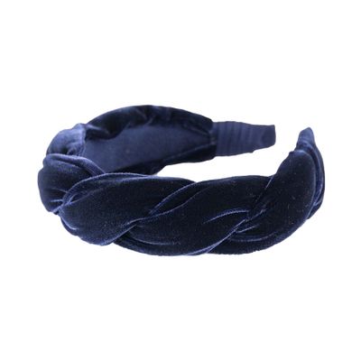 Anna Fashion Headband, Velvet, Twist 1.5" Wide Blue