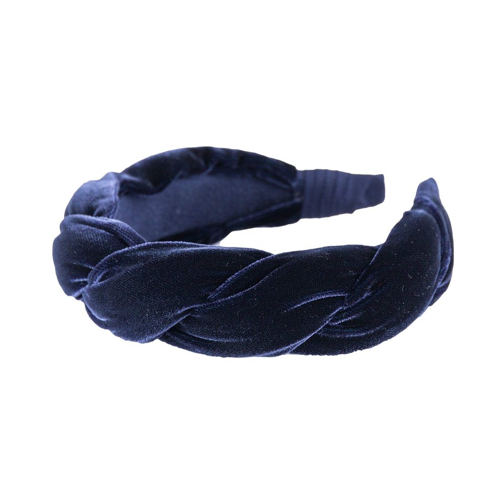 Anna Fashion Headband, Velvet, Twist 1.5" Wide Blue