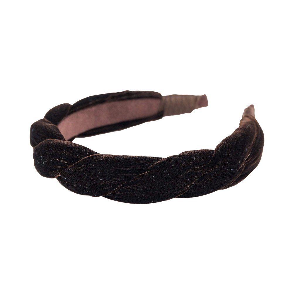 Anna Fashion Headband, Velvet, Twist 1" Wide Brown