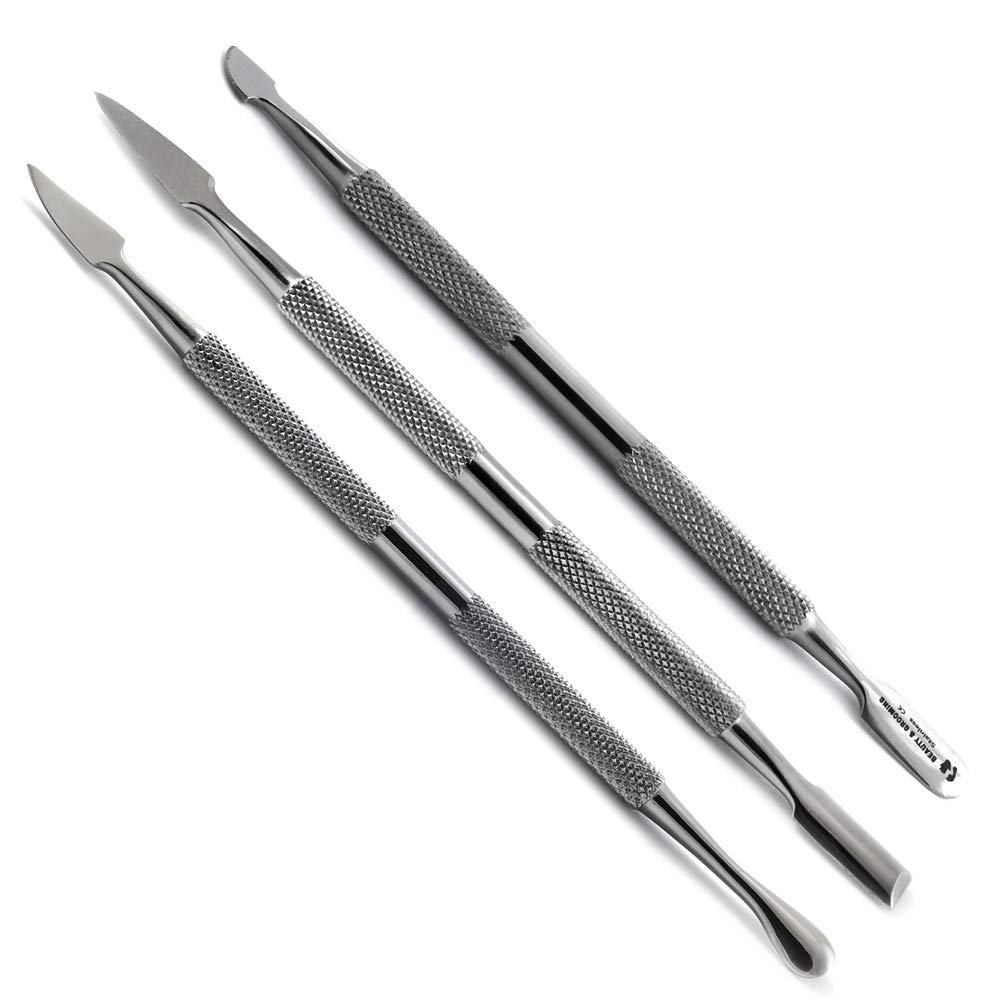3Pcs Cuticle Pusher Tools Spoon Knife Gauge Finger Nail Cleaner Dead Skin Remover Gel Polish Manicure Pedicure