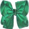 HL-300L Large St. Patrick's Day Green Glitter Dots on Chiffon over Green Hair Bow view 1