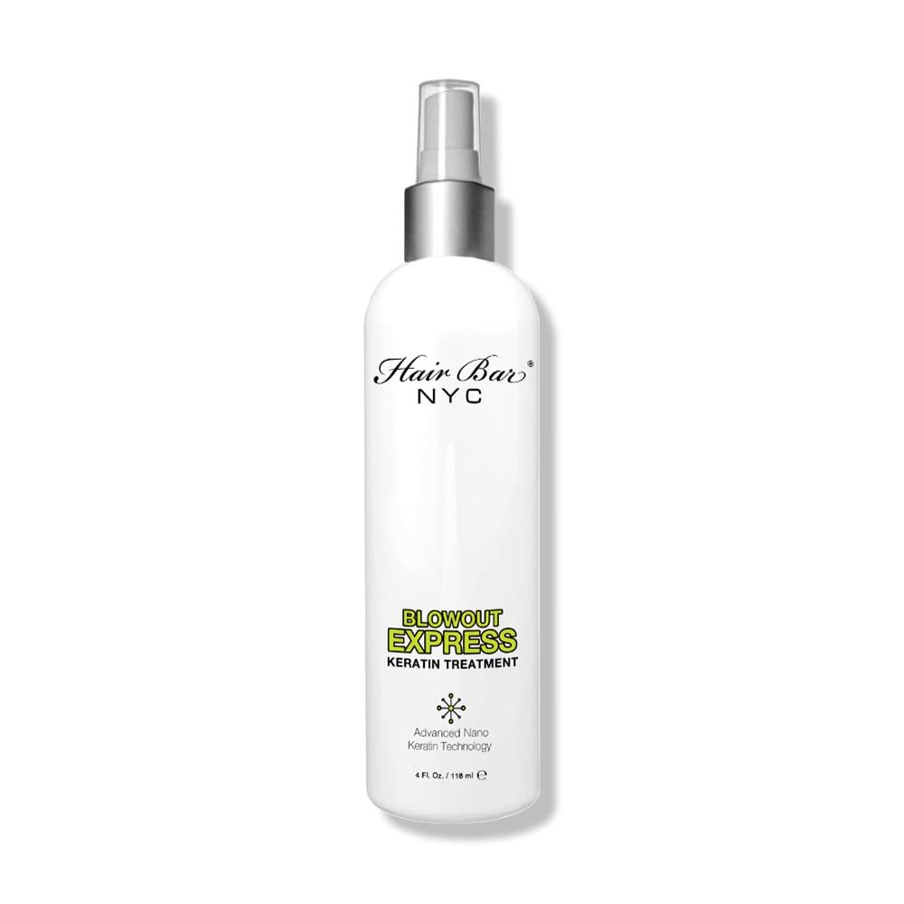 Hair Bar NYC Brazilian Blowout Express Keratin Treatment - Quick Keratin Spray, Anti Frizz, Smoothing, Long Lasting, Salon Product, 118ml /4 floz