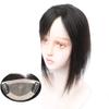 100% Real Human Hair Forehead Bangs 2.4" x 4.7" Hand Tied Mono Base Clip on Bang Hair Extensions Hairpieces for Women, 12" Natural Black view 1