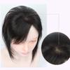 100% Real Human Hair Forehead Bangs 2.4" x 4.7" Hand Tied Mono Base Clip on Bang Hair Extensions Hairpieces for Women, 12" Natural Black view 4