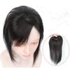 100% Real Human Hair Forehead Bangs 2.4" x 4.7" Hand Tied Mono Base Clip on Bang Hair Extensions Hairpieces for Women, 10" Natural Black view 3