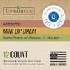 Lip Naturals | Assorted Mini Lip Balm with Sunscreen (SPF-15) | Made in USA | 12-Count Pack with Bing Cherry, Tea Tree Mint, and Vanilla Bean Flavors (0.10oz/3g Each) view 2