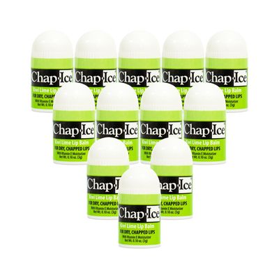 Chap-Ice | 12-Count Mini Kiwi Lime Lip Balm | Lip Balm Pack Fortified with Vitamin E for Dry, Cracked Lips | Made in USA