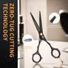 Purple Dragon 5.5 inch Hair Cutting Scissors Set with Razor, Leather Scissors Case, Barber Hair Cutting Shears Hair Thinning/Texturizing Shears for Professional Hairdresser or Home Use (Black) view 4