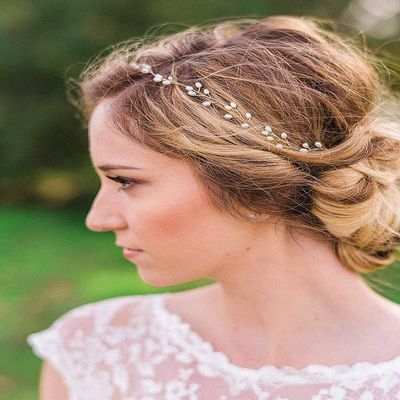 Catery Bride Wedding Headband Pearl Hair Vine Braid Headpieces Bridal Hair Accessories for Women(Sliver)