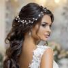 Catery Bride Wedding Headband Pearl Hair Vine Braid Headpieces Bridal Hair Accessories for Women(Sliver) view 4
