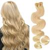 Tape in Wavy Hair Extension 20inches Long Curly Human Hair #60 Platinum Blonde Body Wave 100% Remy Hair Bonding Double Sided Tape Seamless Skin Weft Hair 20pcs/50g Glue In Hair Extensions view 1