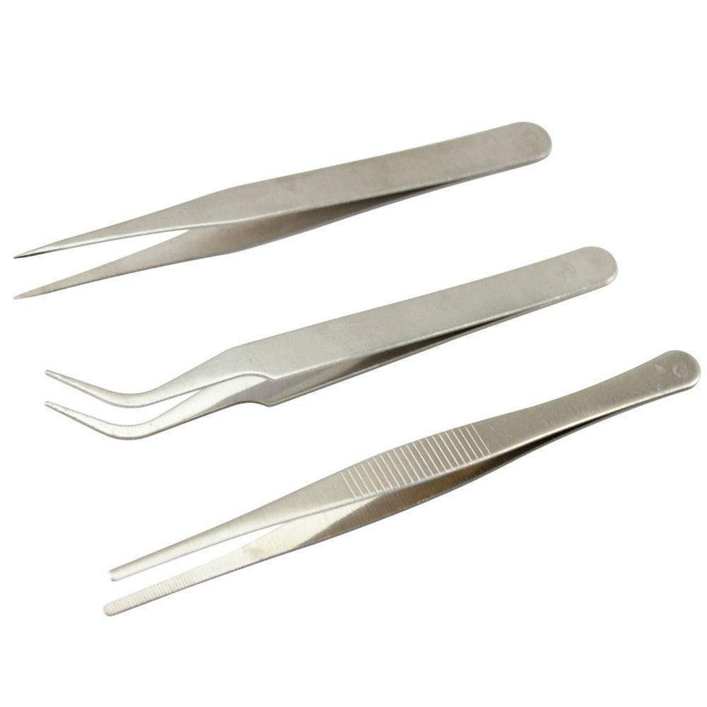 3 pcs Repair Precision Assembly Set Tool Stainless Steel Electronic Tweezers